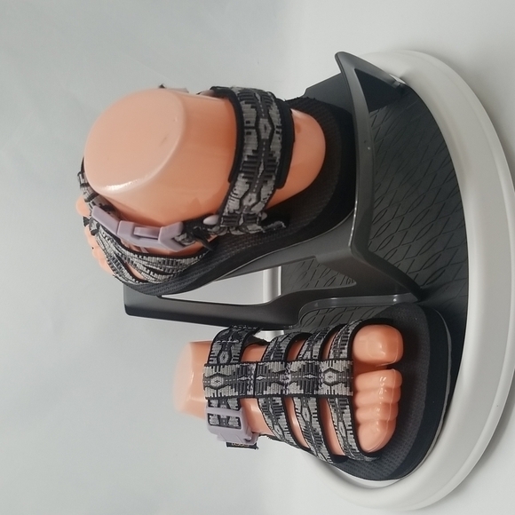 TEVA Black & Grey Original Dorado Strappy Sandals Aztec Tribal Print with Buckle - Picture 3 of 9